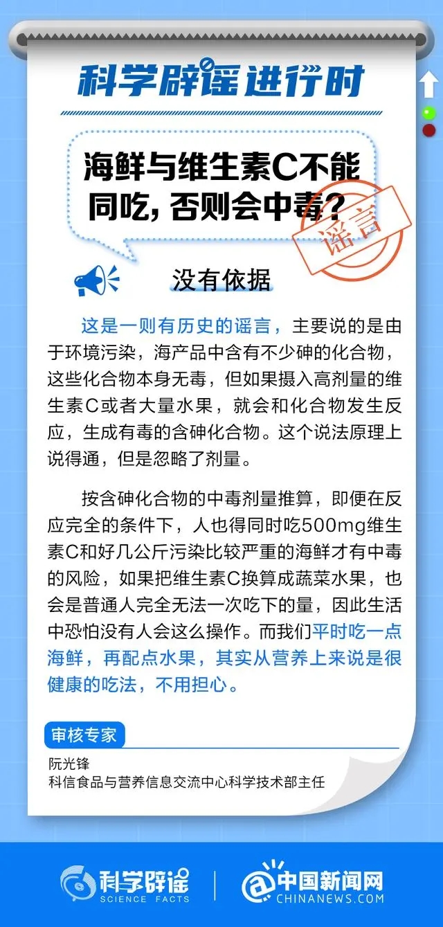 海鮮與維生素C不能同吃？否則會中毒？